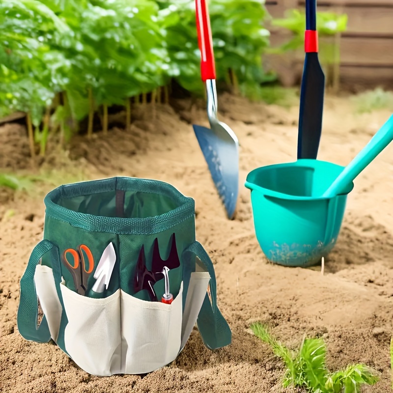 Gardening Tools Green - White Green Round Garden Tool Bag
