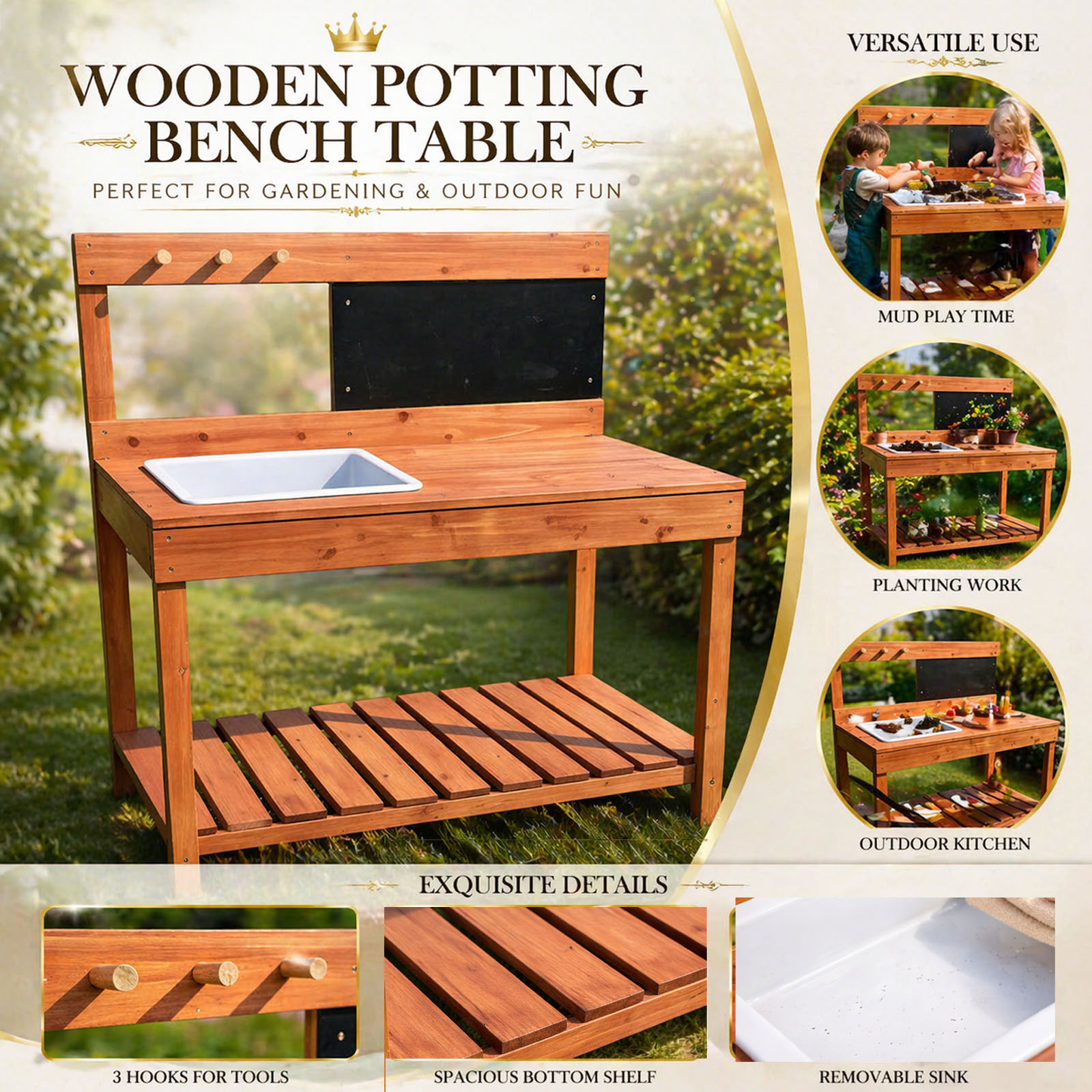 Wooden Potting Benches For Chi - Gardening Tools For Kids recension och pris