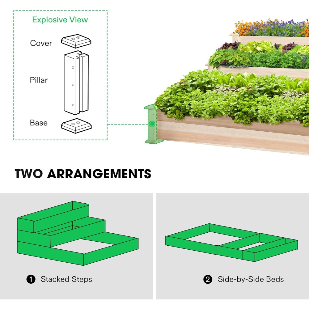 3-Tier Raised Garden Bed Outdo - Gardening Tools Images recension och pris
