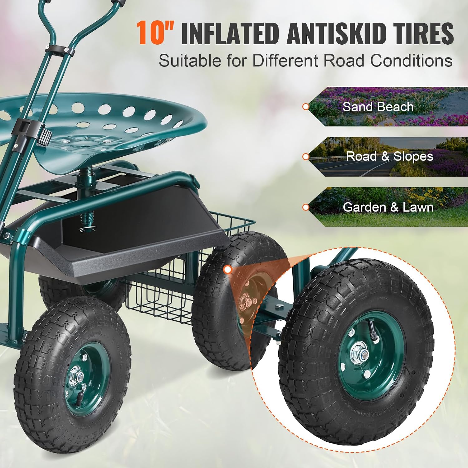 Garden Cart Rolling Workseat w - Gardening Tools Green recension och pris